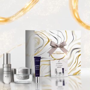 Le Coffret Routine Liftante Esthederm aide à raffermir, hydrater et revitaliser la peau pour un visage d’apparence plus lisse et tonifiée.